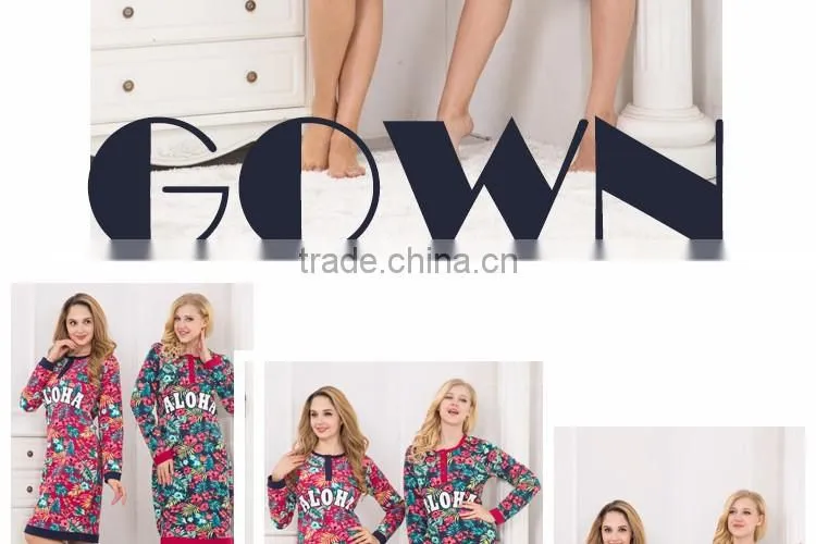 CUSTOM WHOLESALE TOP DESIGN WINTER FANCY COUPLE NIGHTDRESS POLYESTER COTTON ARABIC WOMEN NIGHT GOWNS