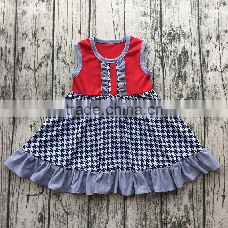 2017 fashion summer cotton baby girls party dress Wholesale sleeveless ruffle clothes for kids