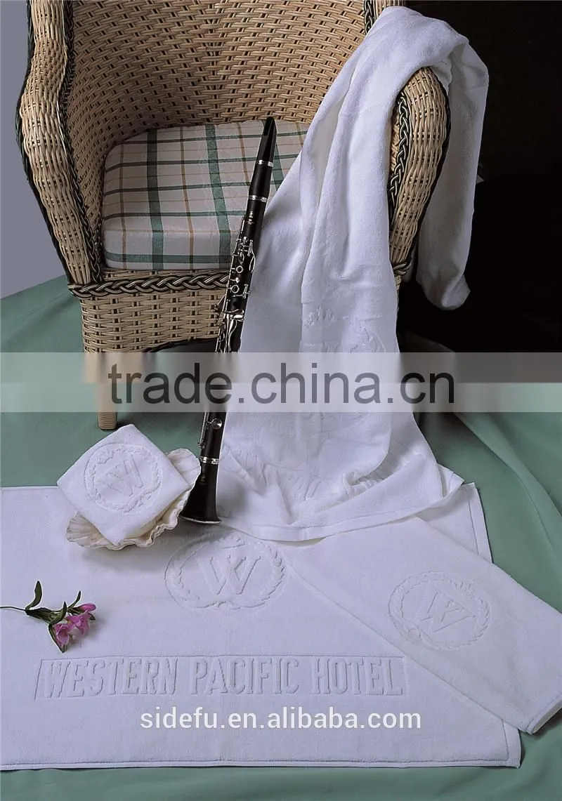 Star Hotel Used White 100% Cotton Jacquard Terry Towel