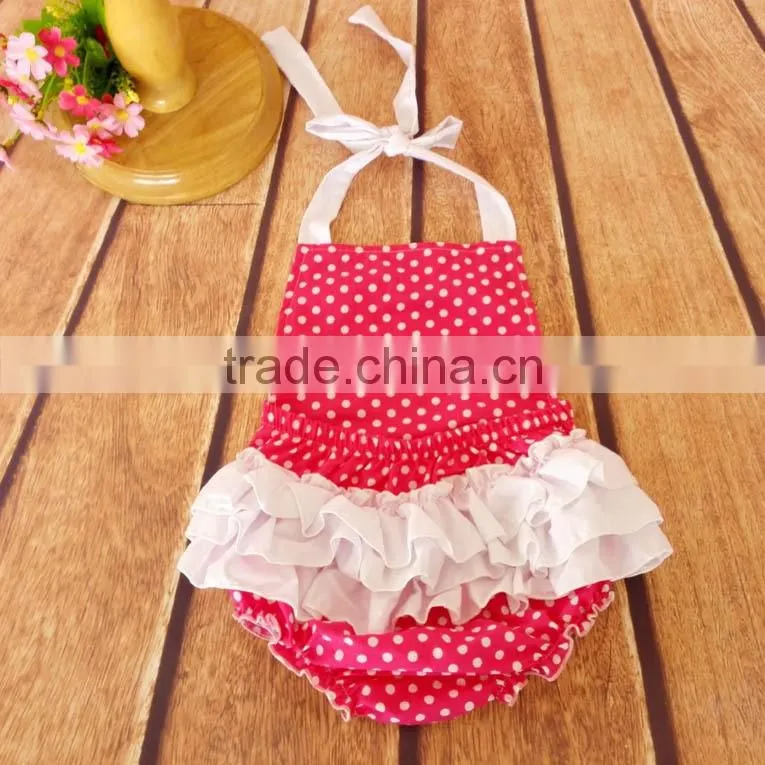 Soft Ruffle Playsuit Dots Printed Baby Rompers