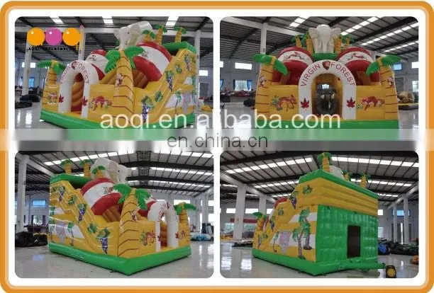 AOQI newest design inflatable animal funcity with slide inflatable city toy for sale