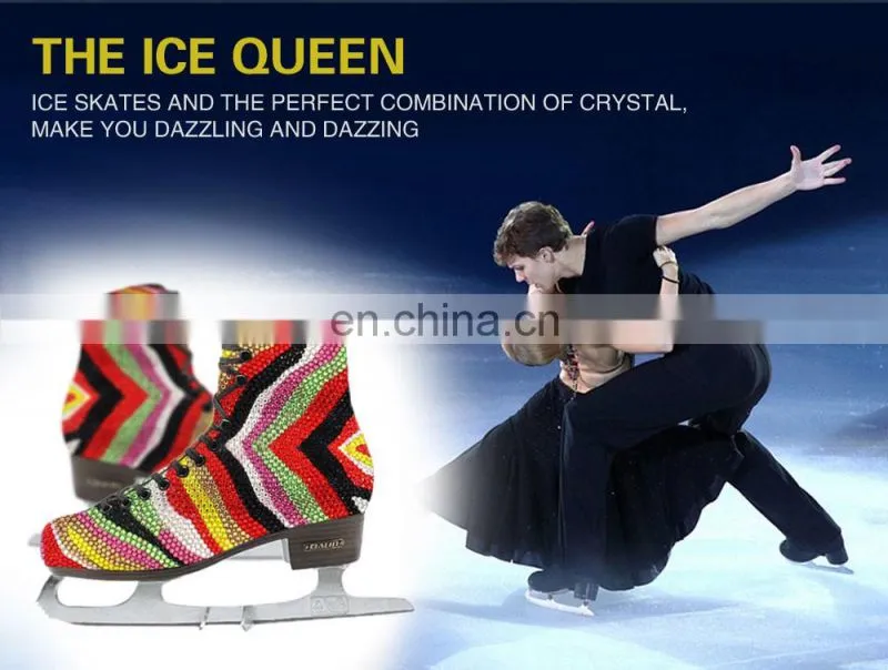 Aidocrystal exclusive design crystal covered ice dancing shoes,ice skating shoes
