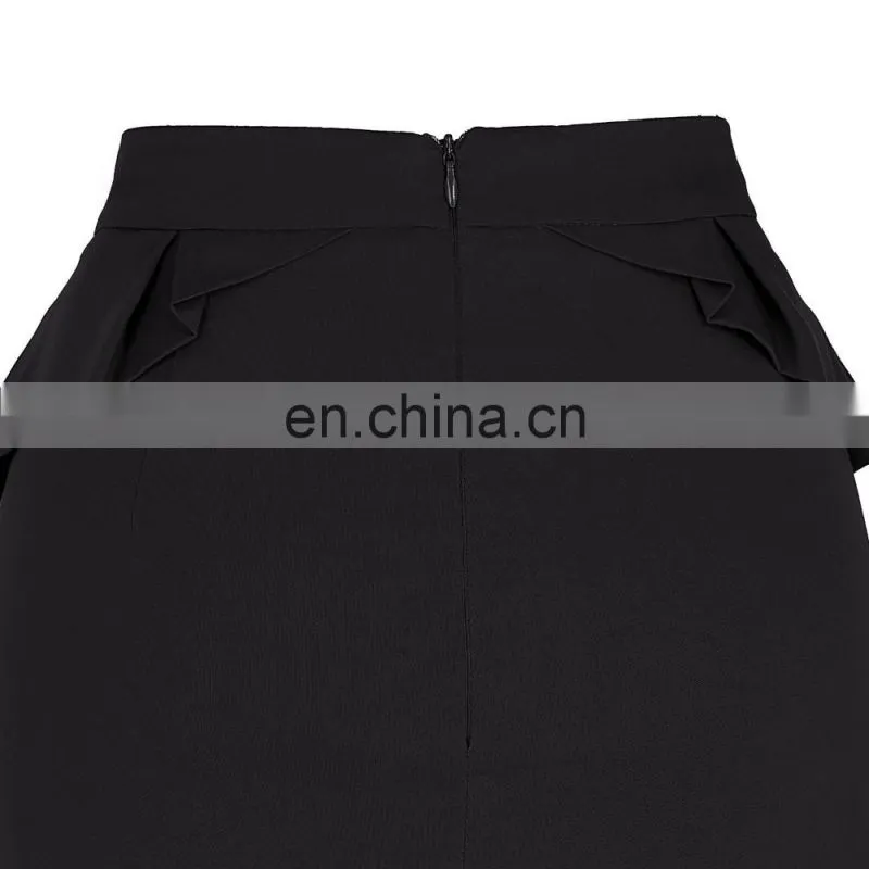 Grace Karin Womens Solid Color High Stretchy Hips-Wrapped Vintage Retro Black Pencil Skirt CL010454-1