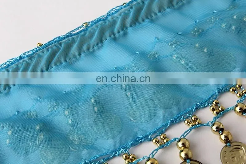 Y-2058 New product chiffon glittery gold coin children belly dance hip scarf