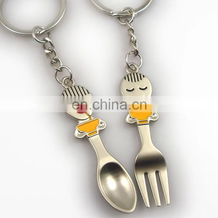 Wholesale custom made high quality fancy souvenir silver spoon keychain