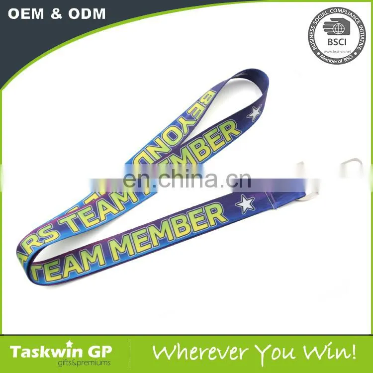 custom sublimation polyester blue lanyards with logo heat transfer for exhibiton