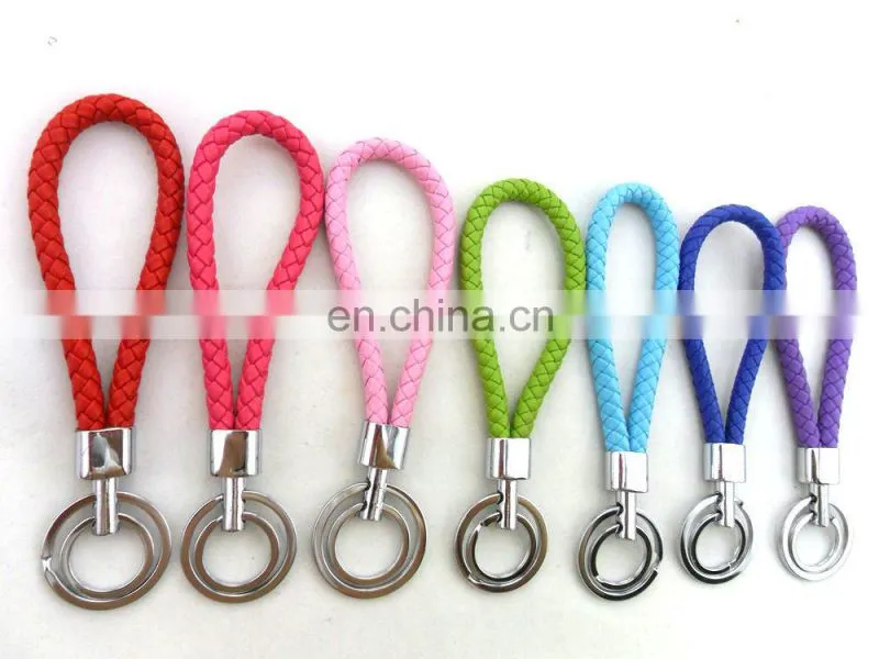 wholesale factory leather braid keychain