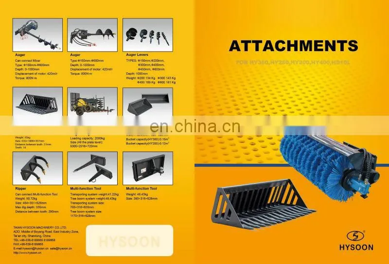HY200 articulated mini wheel loader with attachments for different job