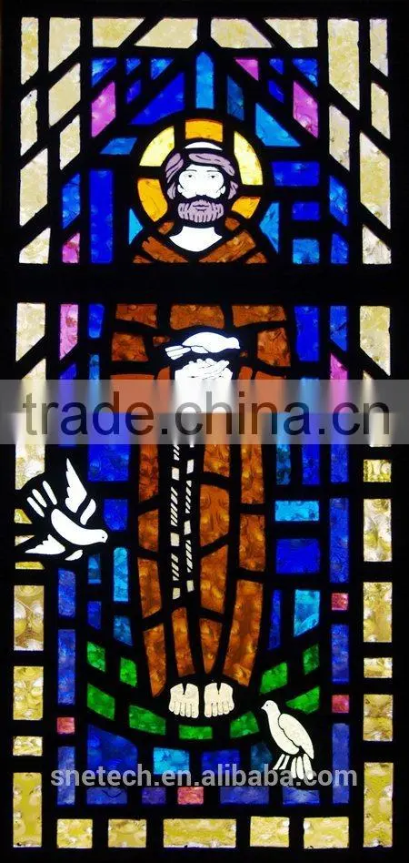 stained glass of church pattern for interior or exterior decoration