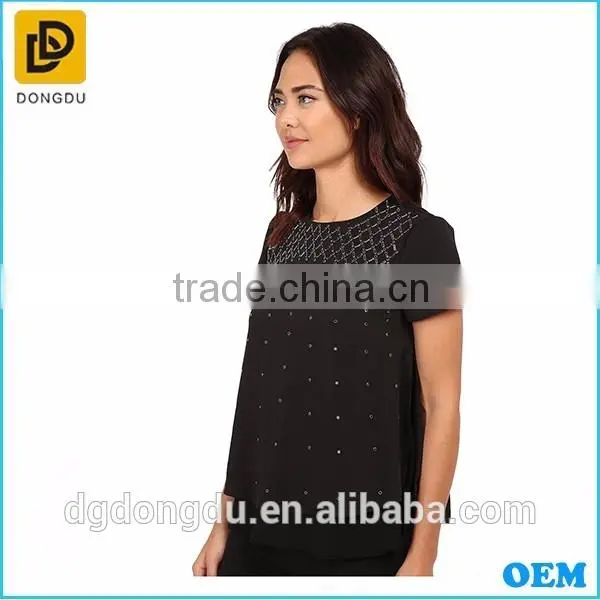 Fashionable 2016 Ladies Blouse Hot Sale 100% Cotton Blouse for Women