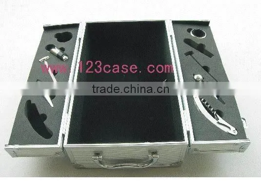 aluminum profile fireproof shell wine travel case with lock and handle
