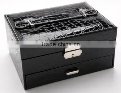 High quality faux leather jewelry display storage box,makeup jewelry box,jewelry travel carrying case