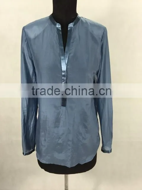 The latest fashion thin silk Long-sleeve lady blouse design