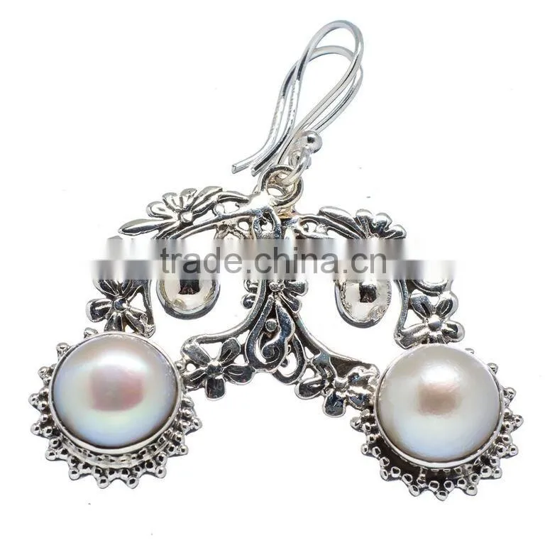 PEARL EARRING 925 SOLID STERLING,SILVER EXPORTER,STERLING SILVER JEWELRY,SILVER EARRING