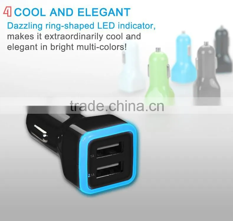 Dual USB Car Charger For iPad iPhone 5V 3.1A Mini Adapter