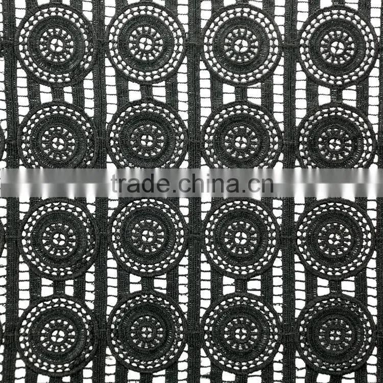 Fashion high quality black embroidered dress lace fabric swiss voile with cutwork embroidery