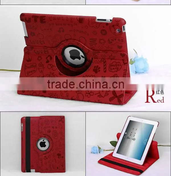 360 degree rotate for ipad case, for ipad 4 case with stand