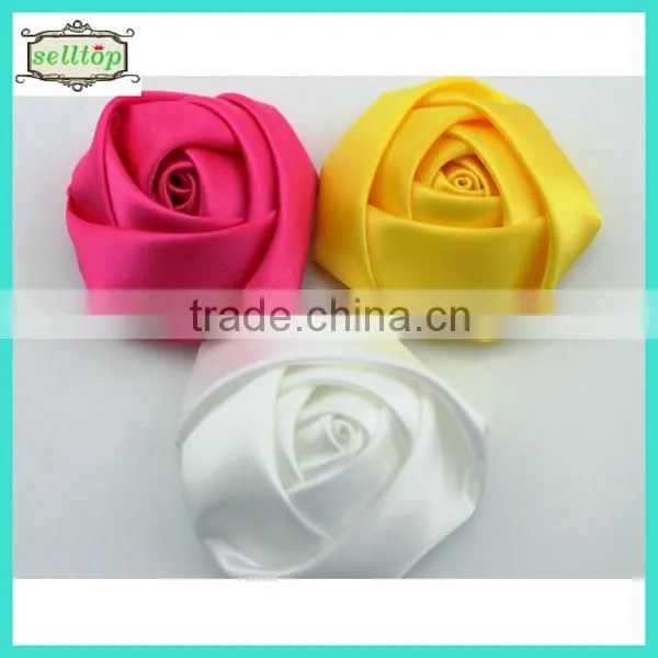 4.5-5cm satin rose ribbon flowers for wedding dress
