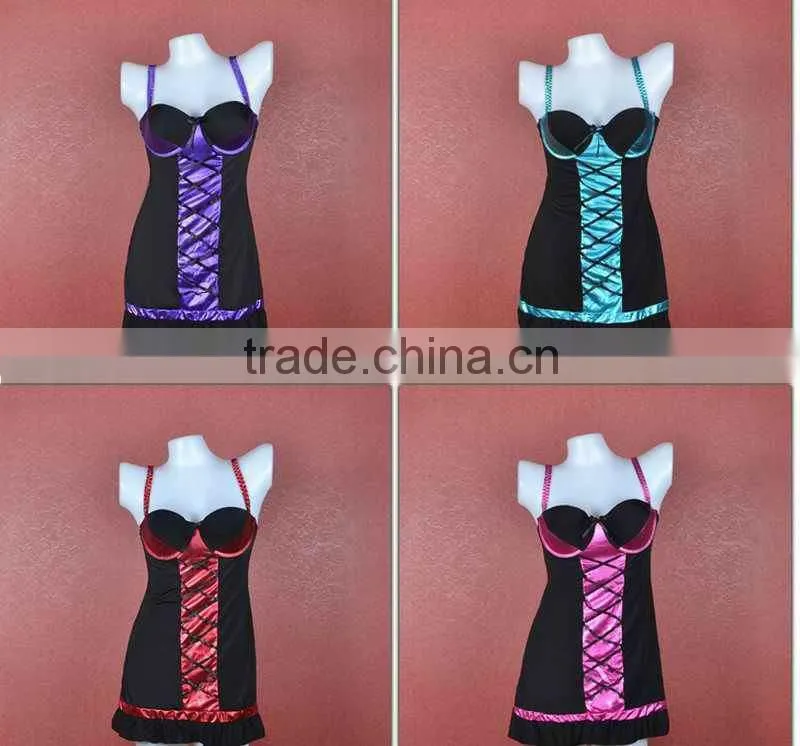 Novel design sexy hot satin lingeries short babydolls 5037