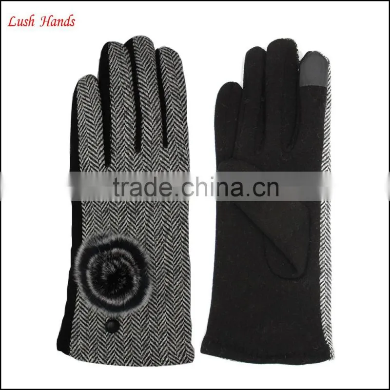 2016 ladies fingered touch-screen spandex velvet gloves for wholesale