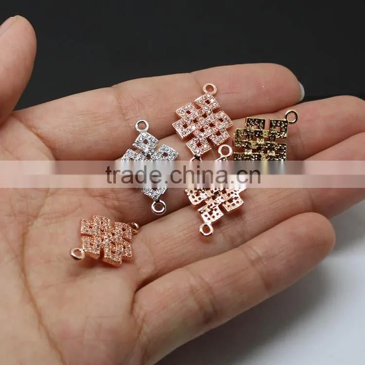 CZ6471 Wholesale mirco cz pave Chinese knot bracelet charm connectors