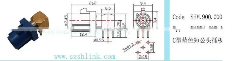 (skype:2859709271@qq.com) Fakra C male PCB mount Connector for Blue GPS telematics or navigation
