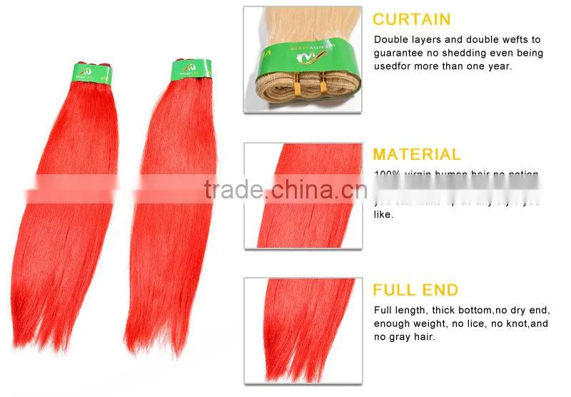 Red Color Peruvian Silky Straight Hair Virgin Remy Human Hair