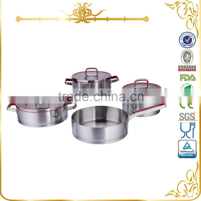 2016 MSF Newest design high quality straight body cookware set with silicone ring glass lid and handle MSF-3945R