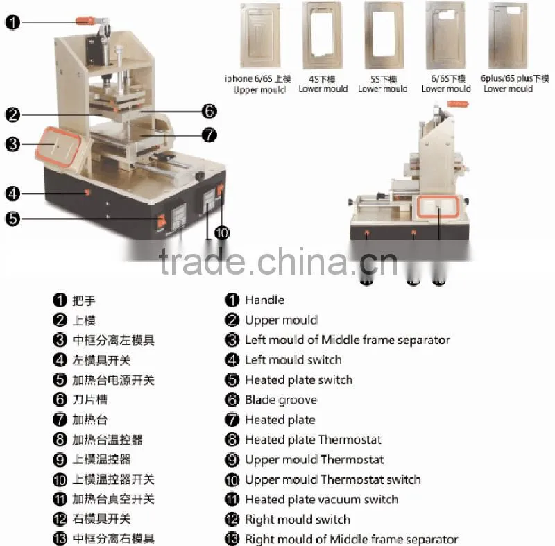 New Design 5 in 1 vacuum oca laminating machine bubble removing machine heating frame separator for mobile phone screen