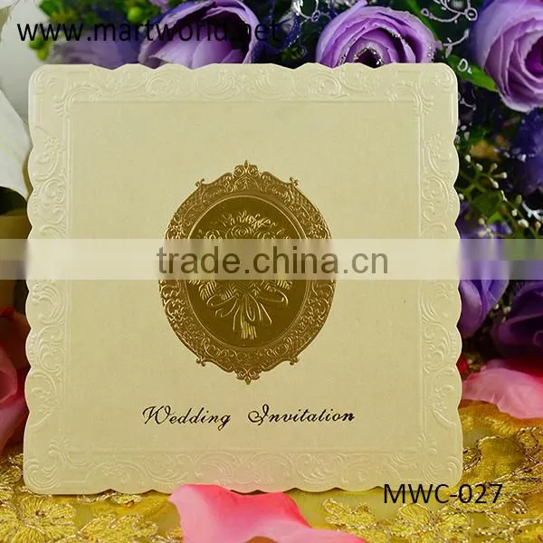 unique european style rippled royal wedding invitation greeting cards for sale(MWC-027)