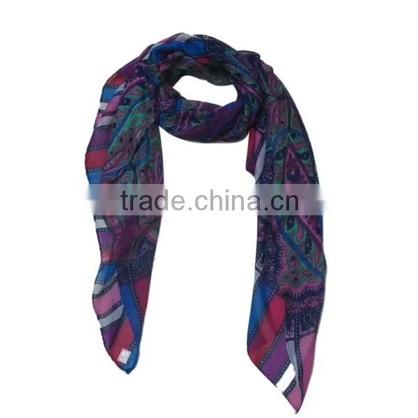 colorful ripple infinity magic scarf with grey tassel