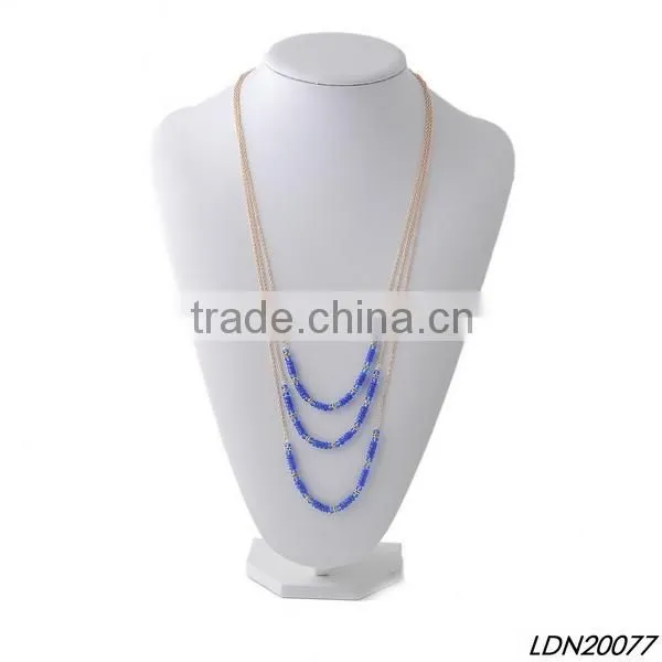 Blue triple resin pendant with matching earrings and bracelet necklace