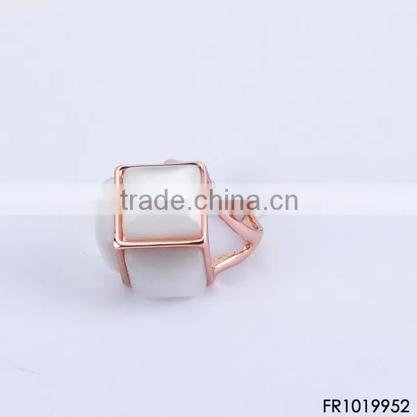 Rose Gold Four Square Opal Collected Brazil Word Cup Gift Ring