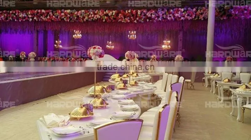 Dubai half-moon design crescent table LED stainless steel banquet table