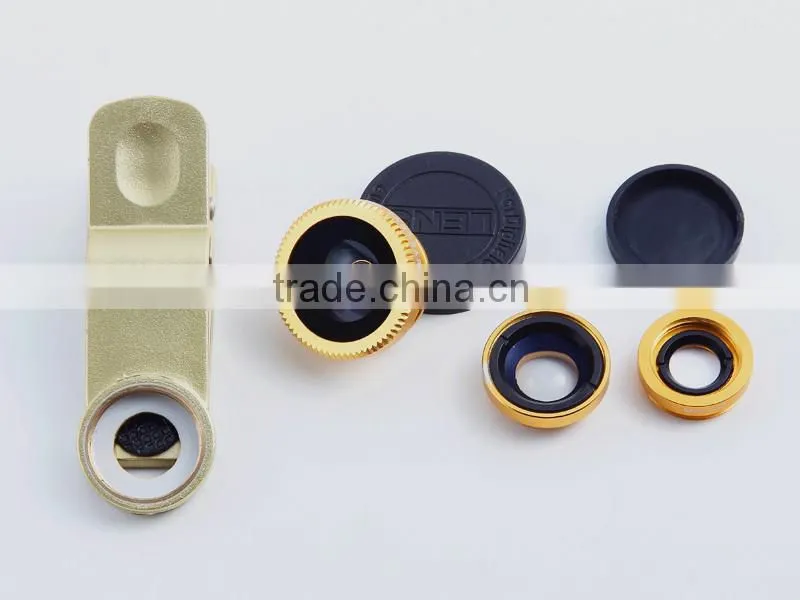 Hot Universal Clip Camera 3 in 1 Mobile Phone Lens Fish Eye + Macro + Wide Angle for iphone 6 5 5s Samsung s5 and all Cell Phone
