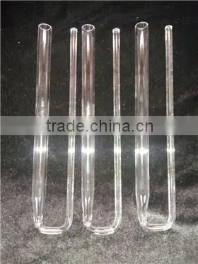 U tube with conical connection quartz chemistry laboratory apparatus