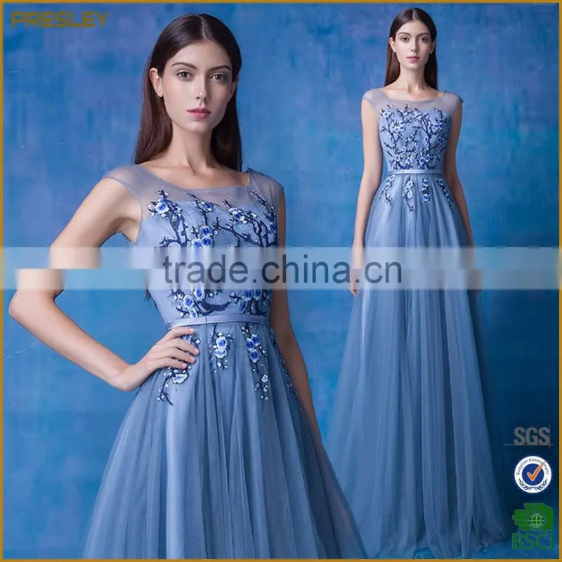 Presley oem custom made sleeveless lace dress light blue women wedding dress