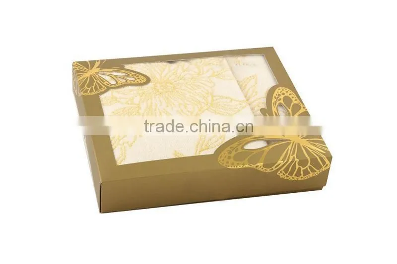 Pure cotton solid color jaquard gift box packing towel set