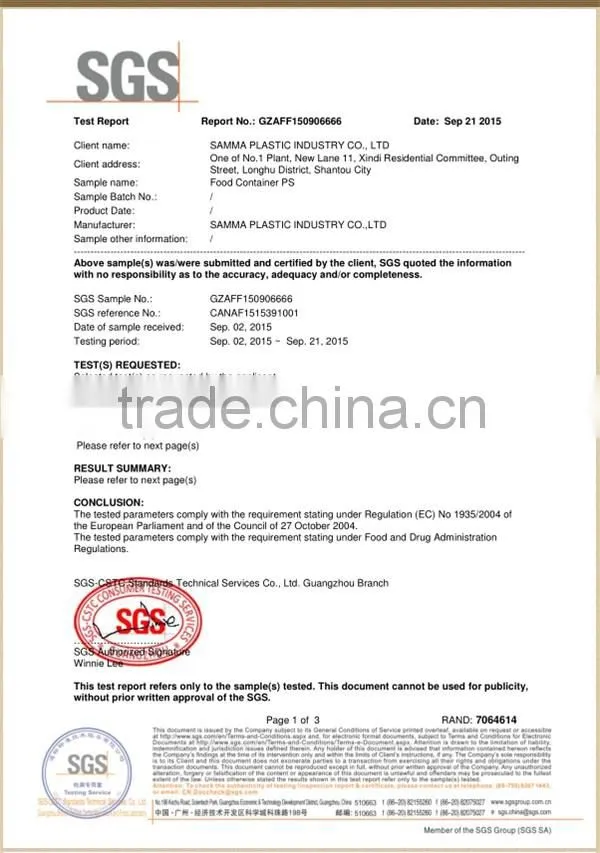 KW3-1102 Food-grade and rectangular disposable clear plastic divided food serving tray (264*204*46mm), OEM orders are welcome