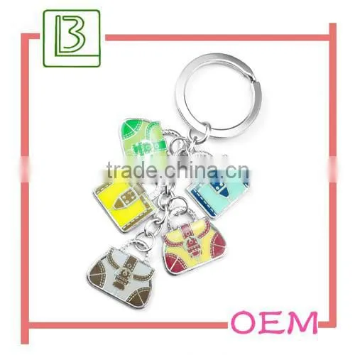 Five-pointed star shape metal keychain with ring