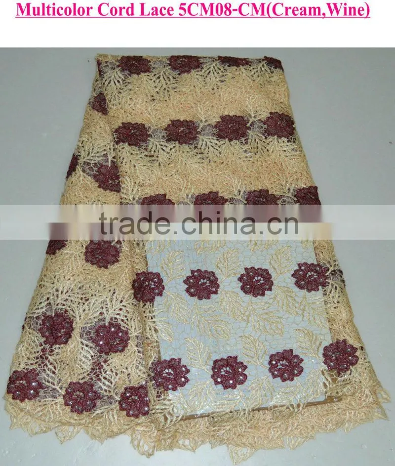Hot selling african cord lace fabric new design ladies suits small followers with rhinestone