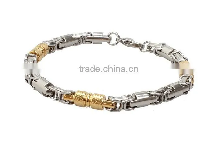 Factory wholesale silver and gold joint 316l stainless steel bracelet men