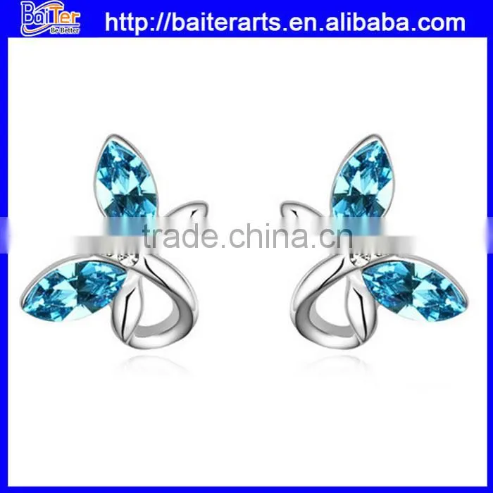 Gold plated alloy micro wave earrings,faked micro paved earrings for girls