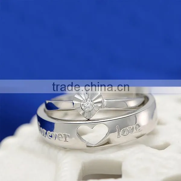 2016 925 silver couple ring made with Chinese 3A zircon