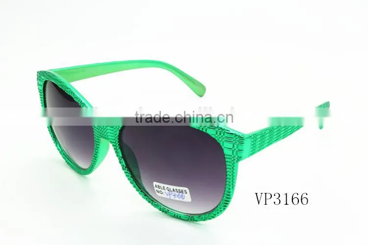 colorful fashion cheapest China made branded sunglasses with grid pattern