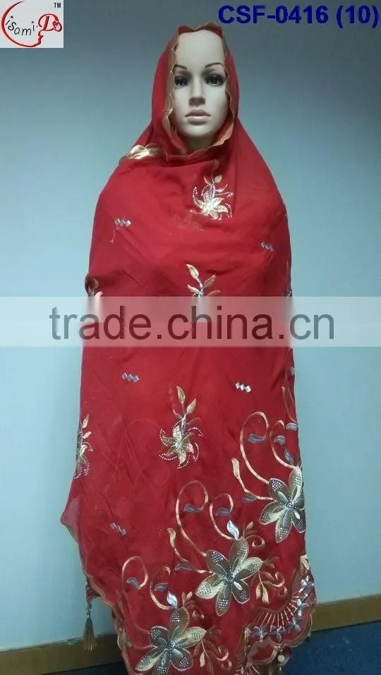 SCF-0416 High popular hot fashion ladies scarf with fancy design good quality for African women wedding party decoration
