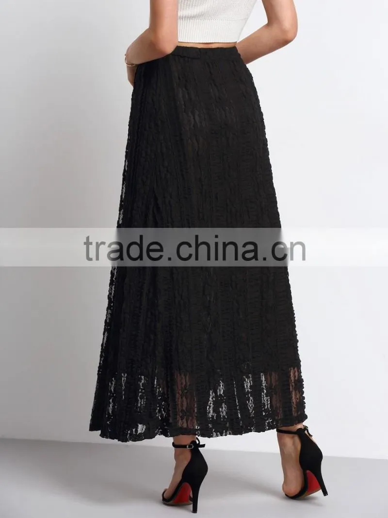 lace flare latest long skirt design for ladies
