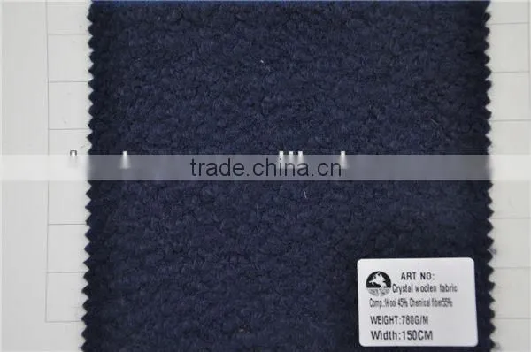 Hot sell crystal heavy woolen wool navy fabric for coats