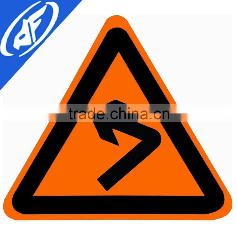 Reflective adhesive left over turn Road sign