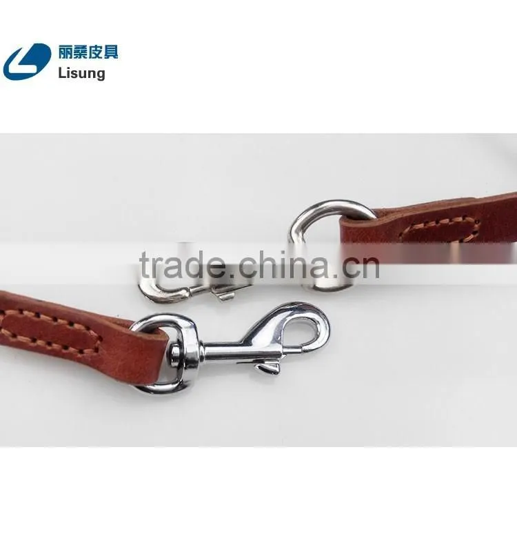 Alloy Hooking No Retractable Pure Cowhide Leather Dog Leash